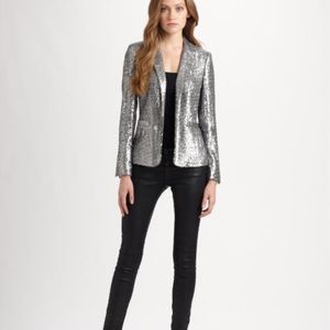 NWT  MICHAEL Michael Kors Silver Sequin Blazer Jacket